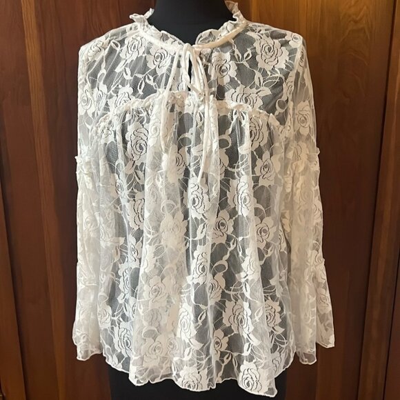 NWOT Lace Blouse with Bell Sleeves - Picture 1 of 5